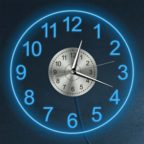 Horloge Murale Lumineuse LED Bleu